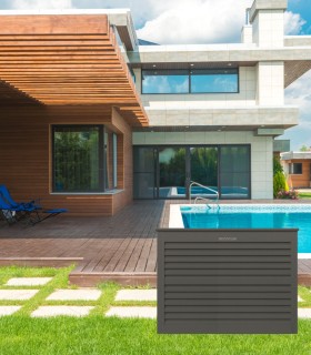 Cache climatiseur - pompe à chaleur ALUMINIUM GRIS TERRE D'OMBRE taille M