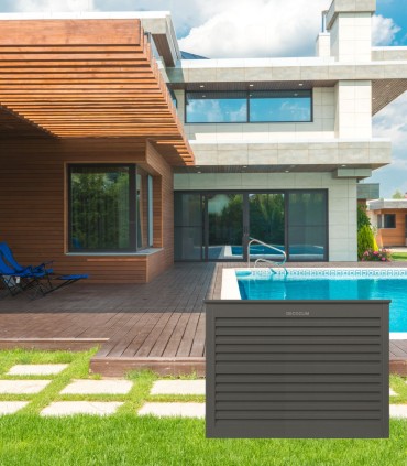 Cache climatiseur - pompe à chaleur ALUMINIUM GRIS TERRE D'OMBRE taille M