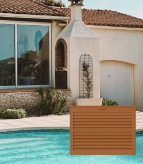 Cache climatiseur - pompe à chaleur ALUMINIUM BRUN ARGILE taille S