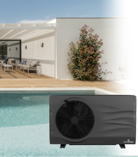 Pompe à chaleur piscine silencieuse WARMEO AEROPOOL 12 installée au bord d'une piscine