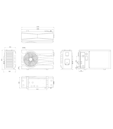 Dimensions pompe à chaleur piscine WARMEO AEROPOOL 12