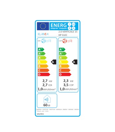 Climatiseur fixe KLIMEA 15 HP VERTICAL ELEC inverter 2,84 kW + 0,9kW