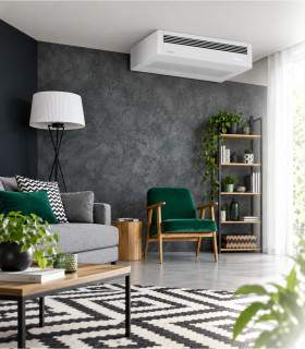 KLIMEA 12 HP Inverter Plafond installé dans un salon