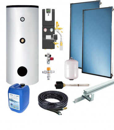 Kit chauffe-eau solaire ballon 200L 2 capteurs solaires support toiture